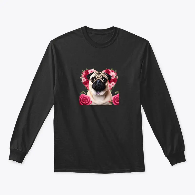 Pug with roses