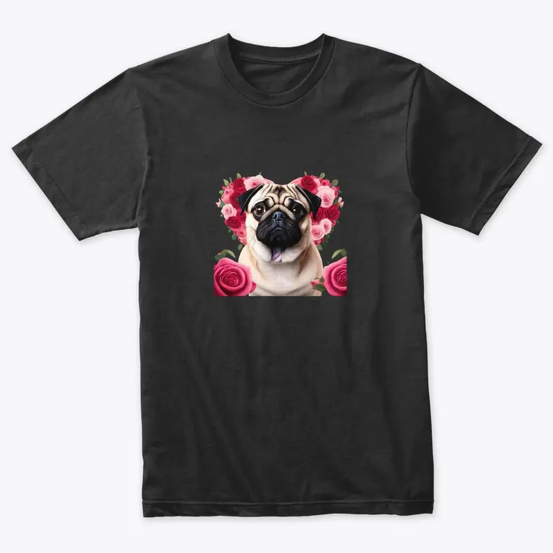 Pug with roses