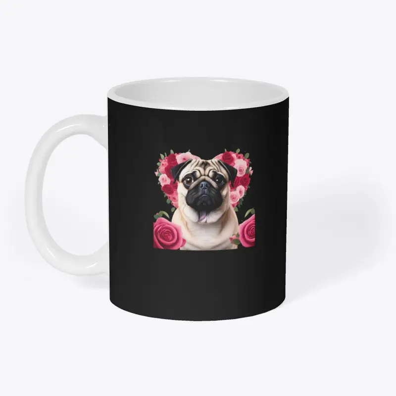 Pug with roses