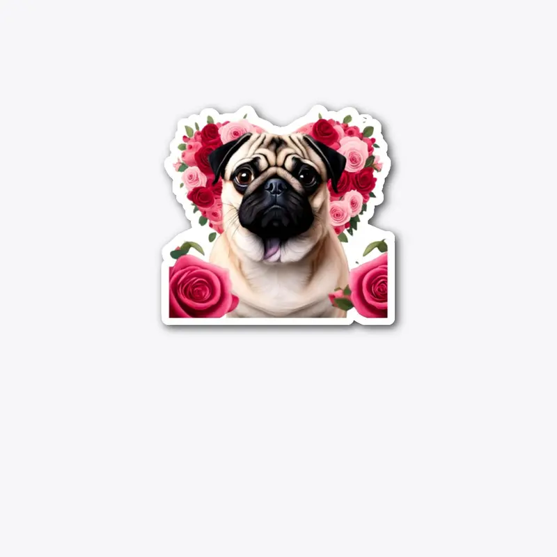 Pug with roses