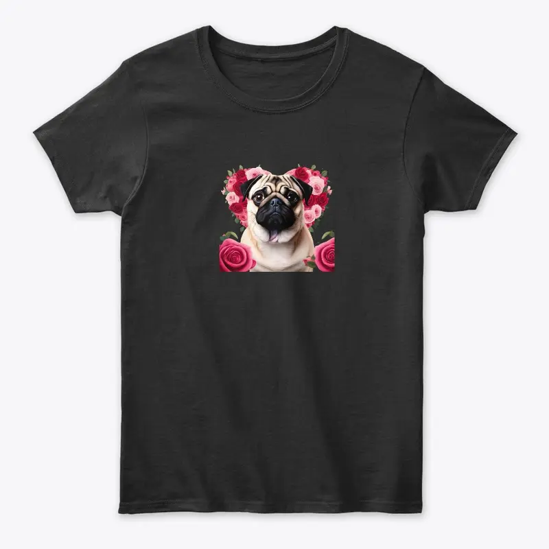 Pug with roses