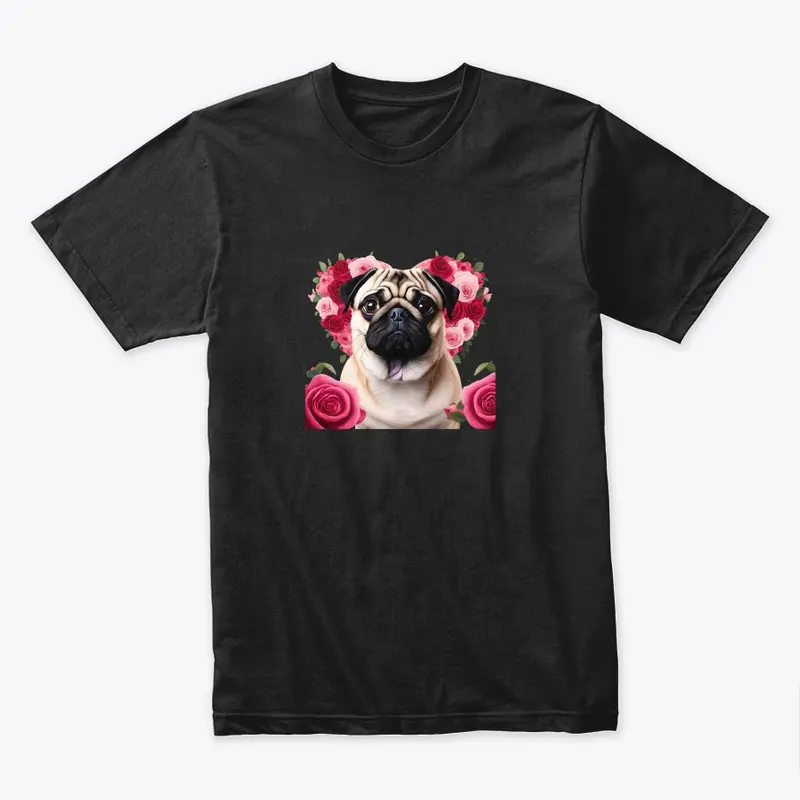 Pug with roses